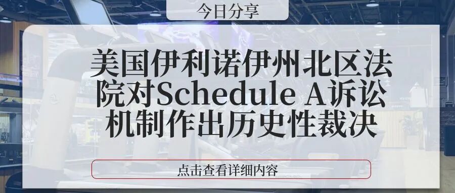 美国伊利诺伊州北区法院对Schedule A诉讼机制作出历史性裁决
